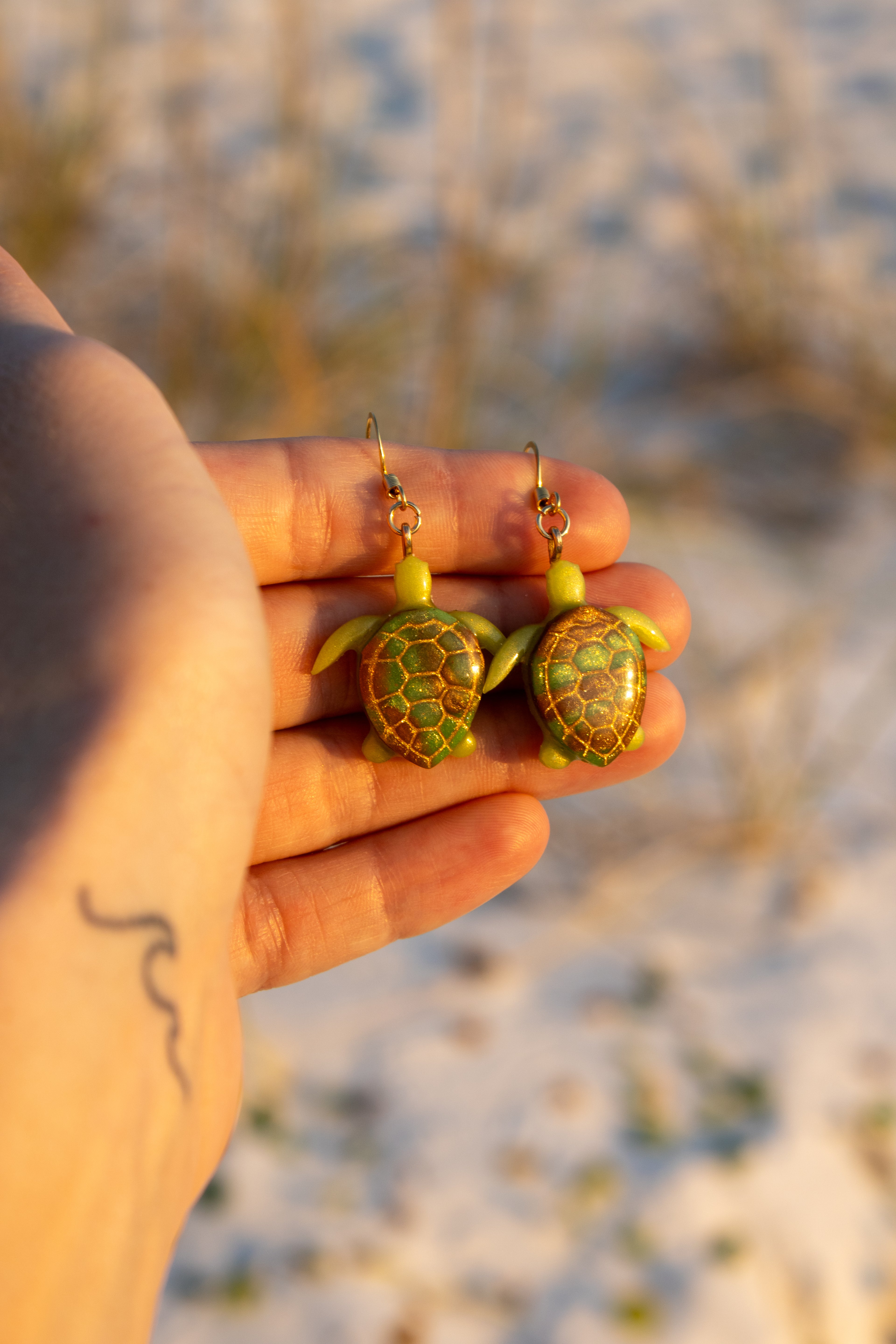 Green Sea Turtle Earrings
