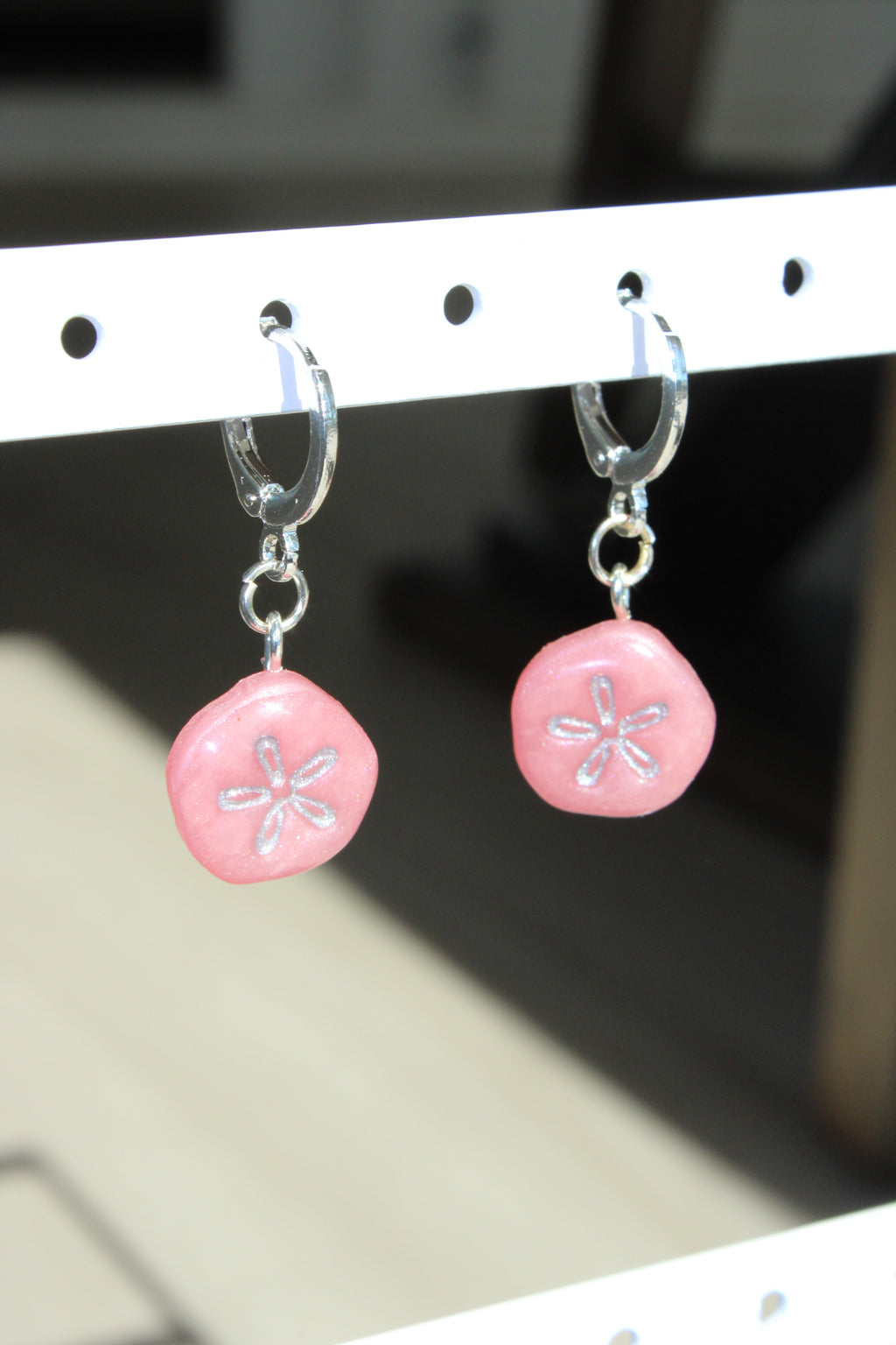 Pink Sand Dollar Earrings - Real Beach Sand
