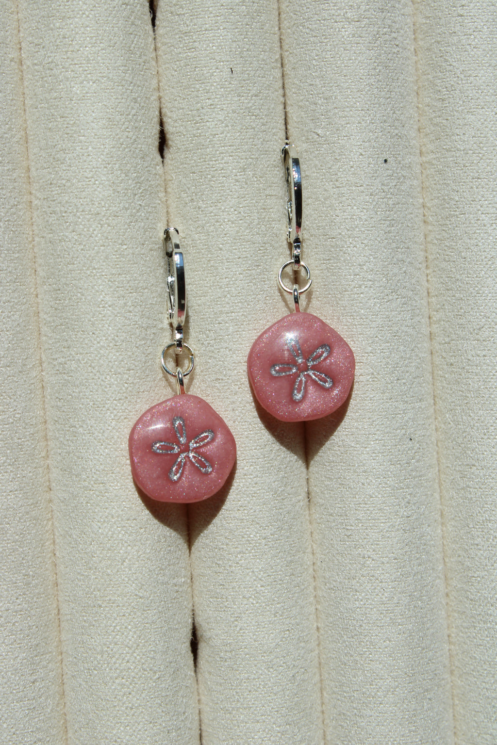 Pink Sand Dollar Earrings - Real Beach Sand