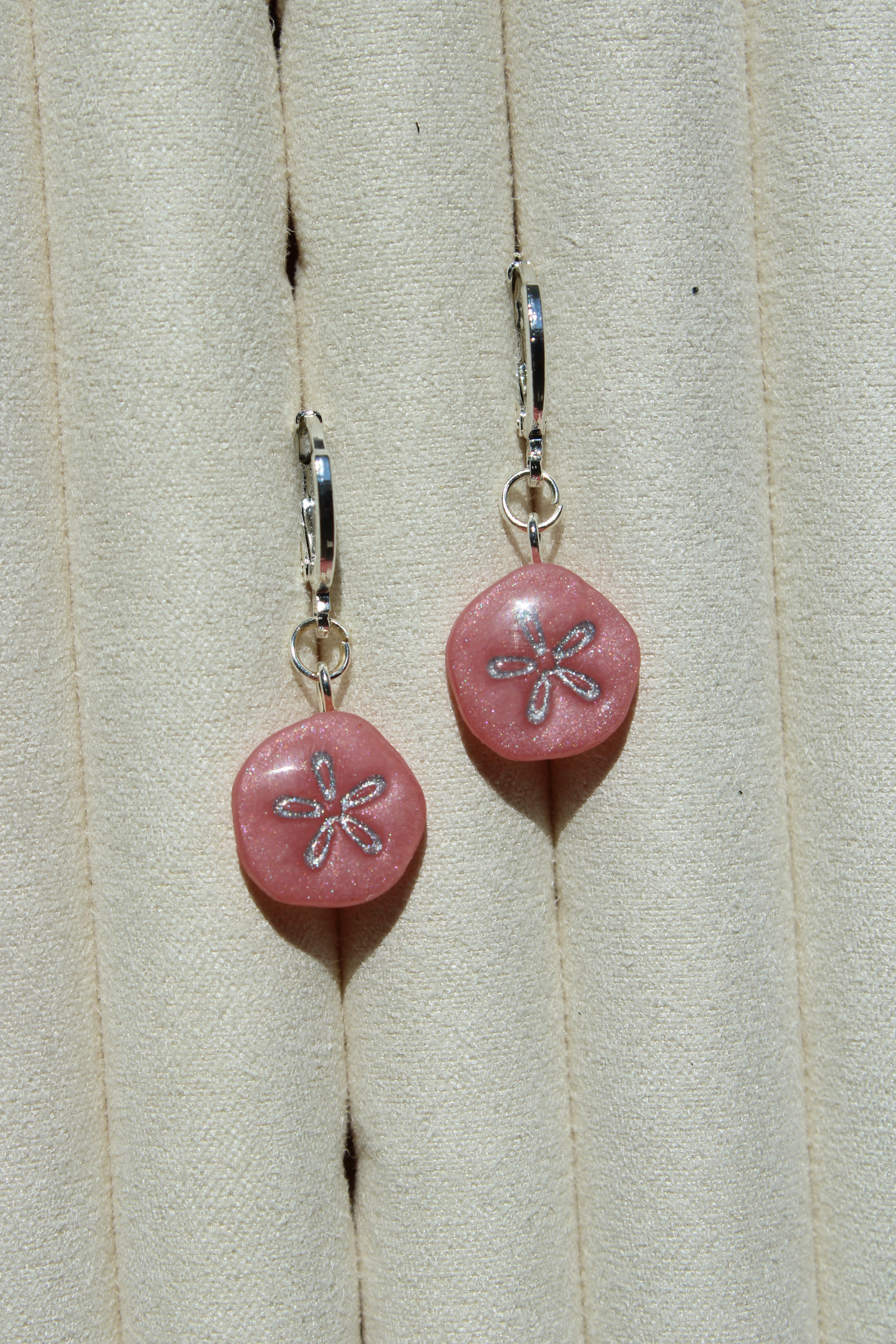 Pink Sand Dollar Earrings - Real Beach Sand