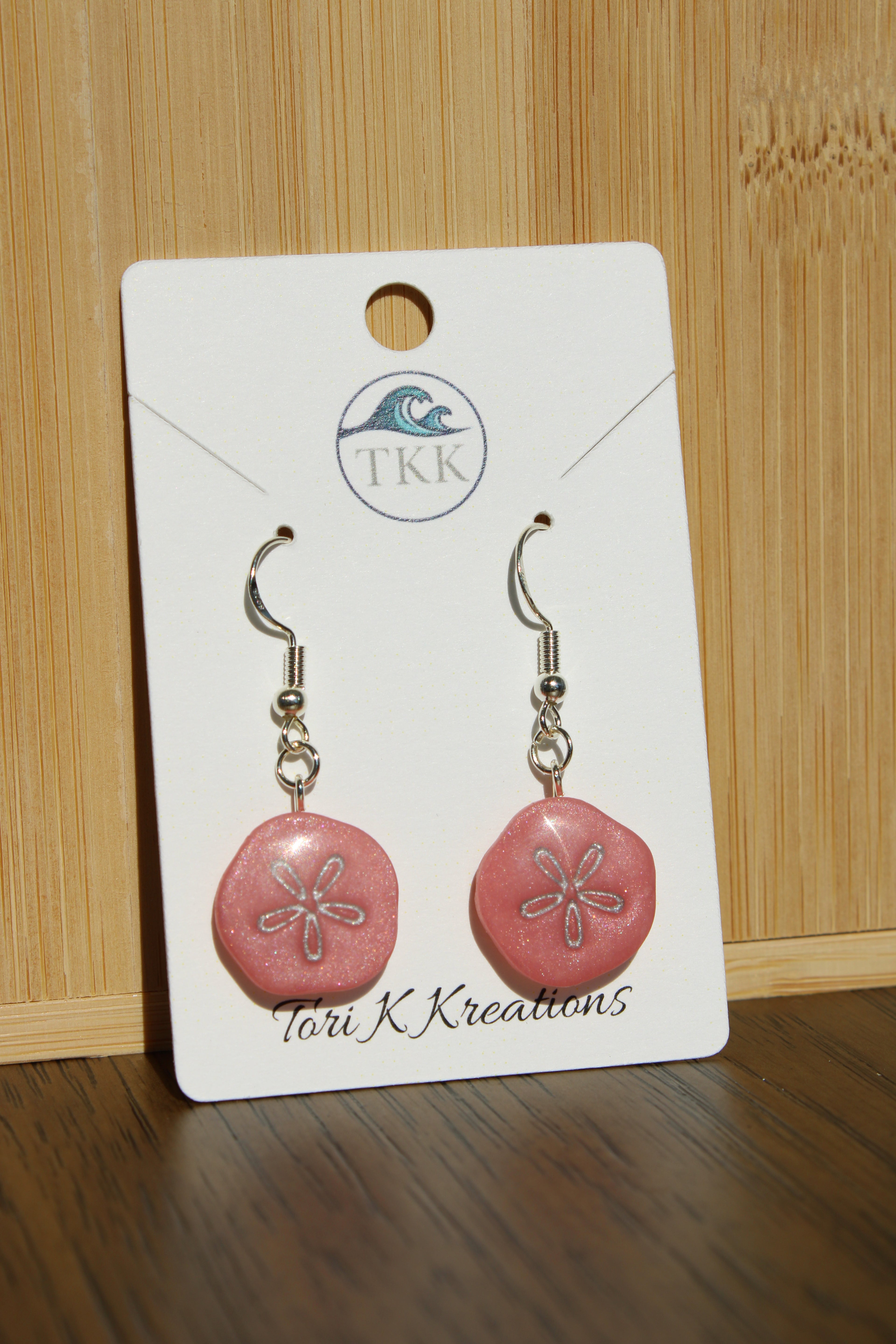 Pink Sand Dollar Earrings - Real Beach Sand
