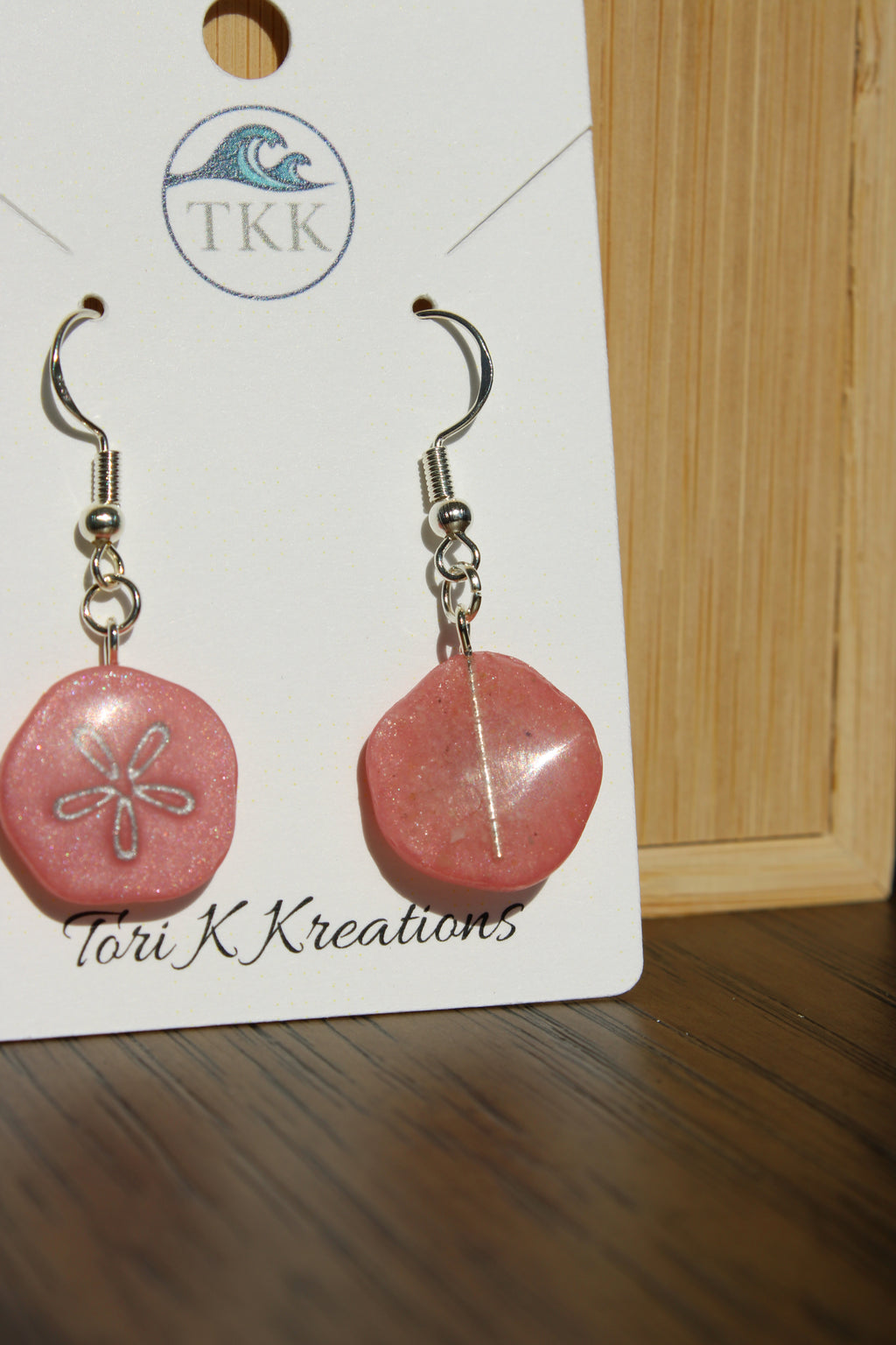 Pink Sand Dollar Earrings - Real Beach Sand