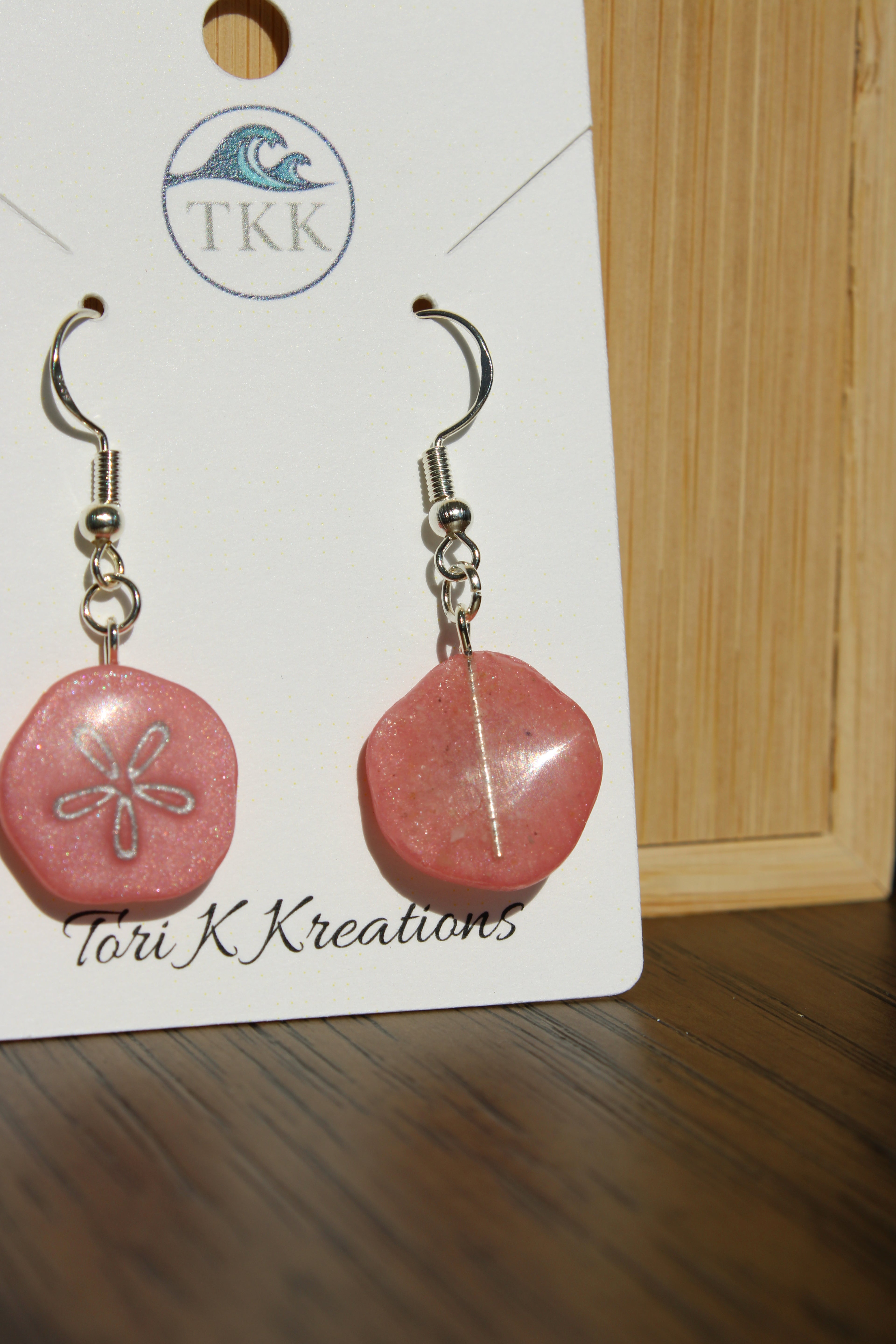 Pink Sand Dollar Earrings - Real Beach Sand